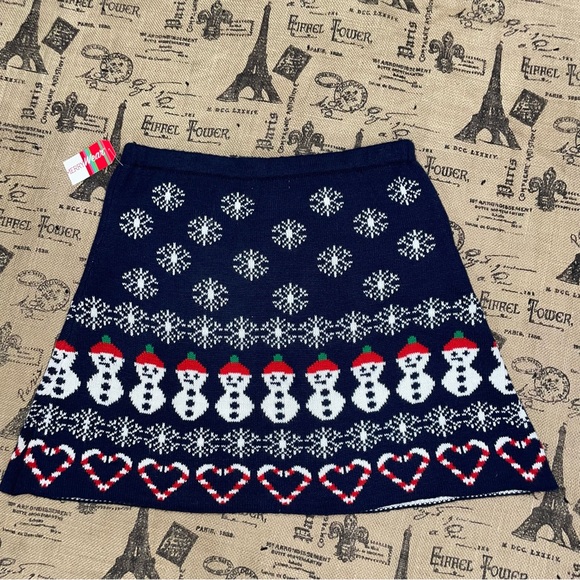 Merry Wear NWT! Junior Navy/White Christmas Skirt Size L - Picture 7 of 8